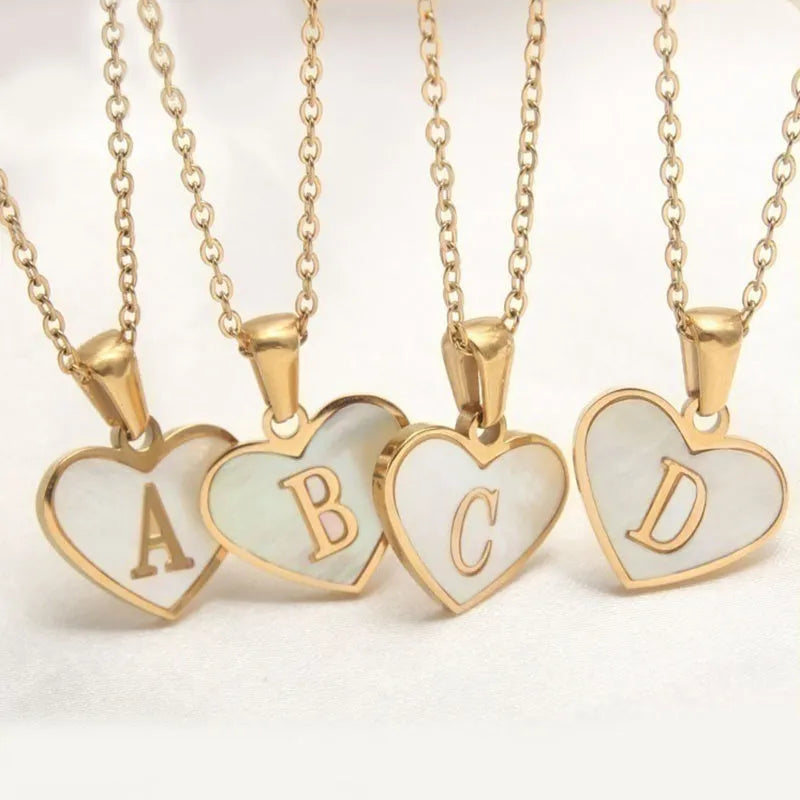 Gold plated heart-shaped necklace with letter personalisation on 45cm adjustable chain