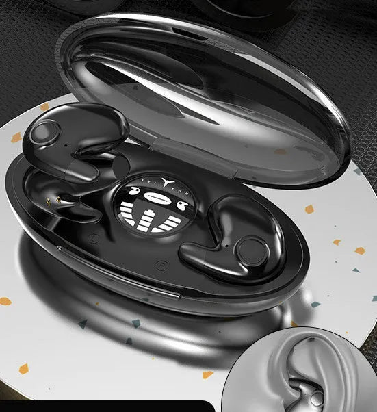 Dual stereo sleep Bluetooth headset wireless in black MD538 with charging compartment