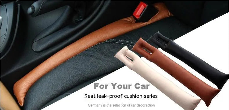 Car seat leak-proof gap strip in PU leather, available in black, beige, brown, and gray colours