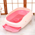 Semi-closed double layer cat litter box with grid drawer large size 51cm PP gray