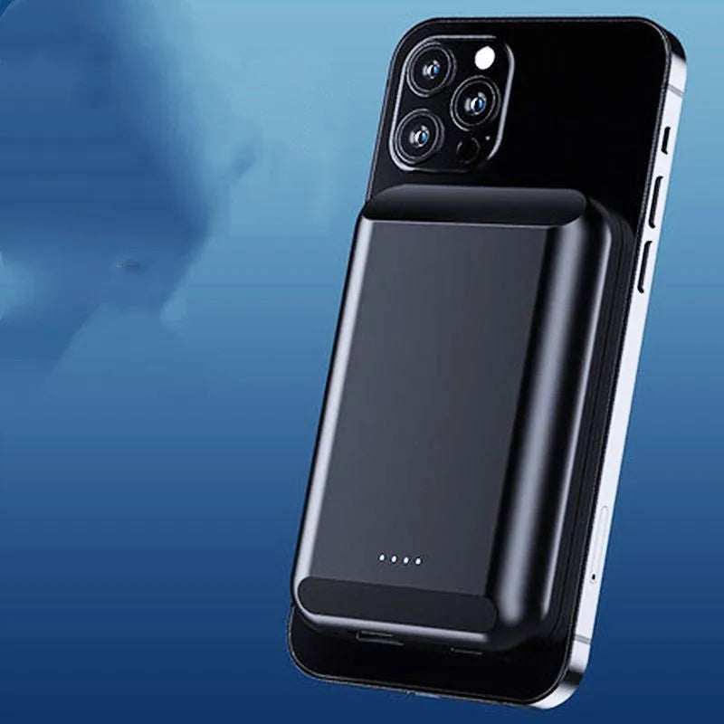 Son magnetic wireless power bank 5000mAh polymer lithium battery plastic shell compact 85x55x12.5mm in black