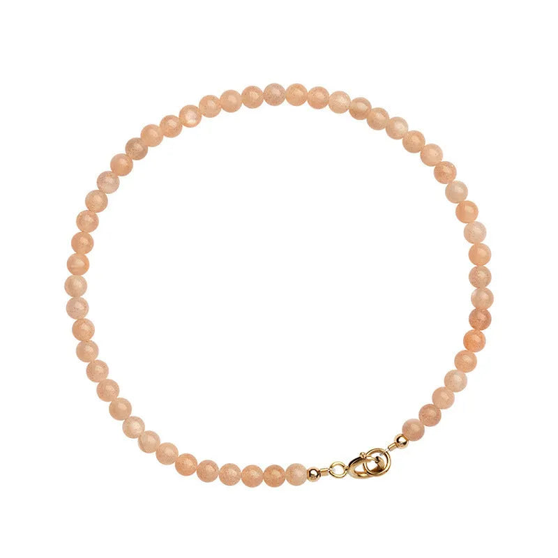 3mm natural crystal sunstone ultra-thin bead bracelet for women, available in 14cm 15cm 16cm sizes