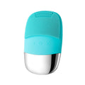 Silicone electric facial cleansing brush in Lake Blue with three vibration gears and silicone bristles