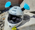 Braided spherical helmet decorative balls measuring 8cm tall with various colour options for motorcycle helmets