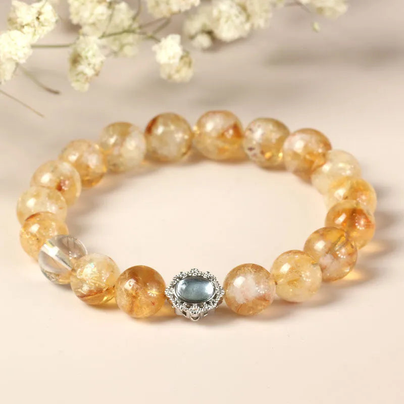 Citrine crystal bracelet with 10mm geometric stone in polished finish