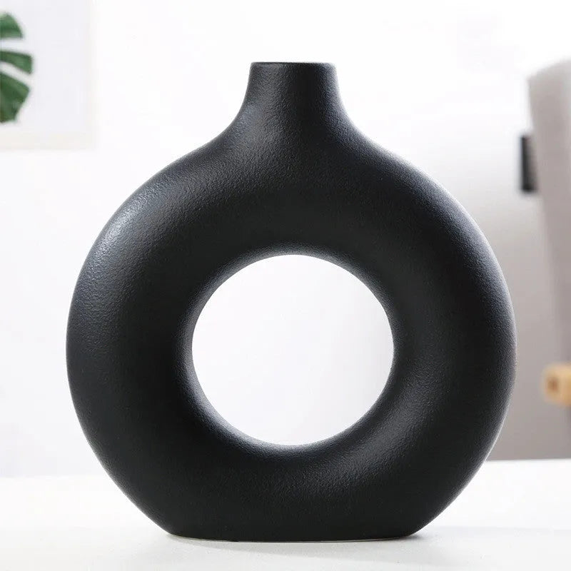 New style biscuit vase with frosted particle finish, unglazed porcelain, in beige