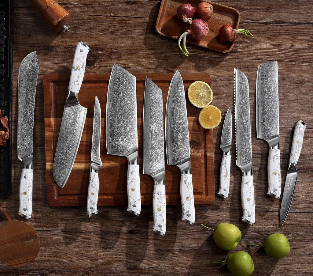 Damascus pattern VG10 stainless steel chef knife with 21cm blade for kitchen use