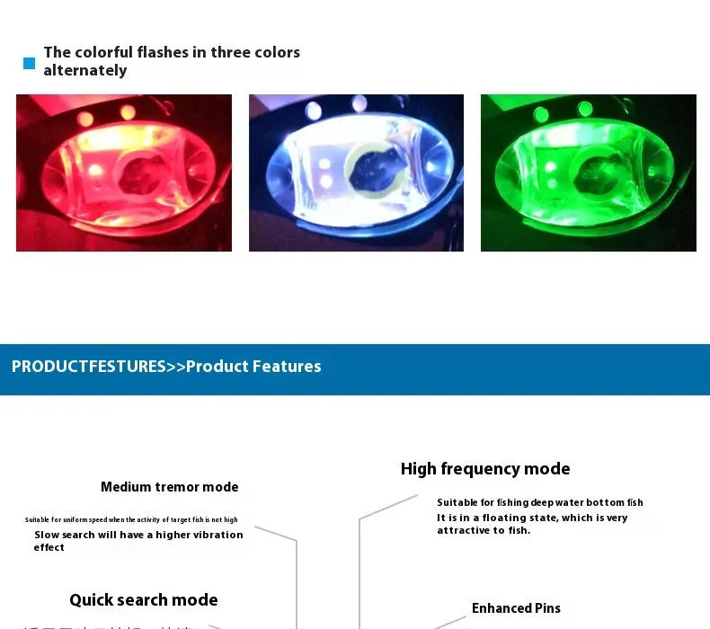 Luminous metal vib electronic lure in blue body and red body fishing bait