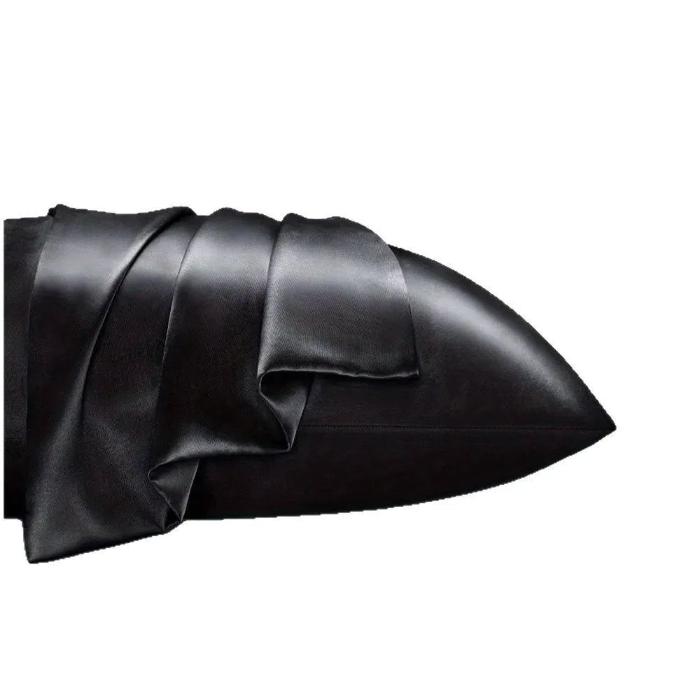A pair of solid colour satin cloth pillowcases made from polyester fabric, showing one of 13 available colour options.