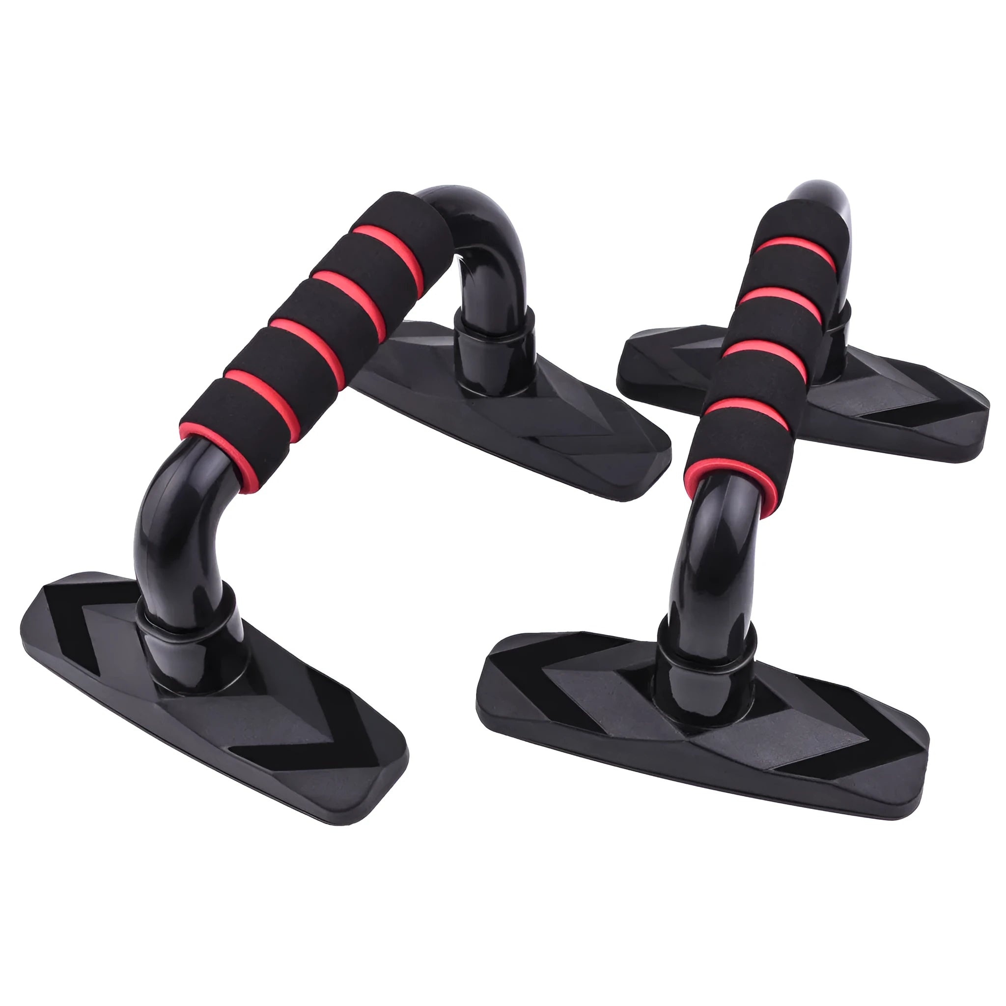 Set of two I-shaped black push up bars made from PP sponge for floor exercises