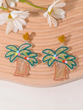 Acrylic drop earrings with fruit and dessert motifs including cherry, strawberry, watermelon, pineapple, coconut, cake, and ice cream, in pastoral style for women