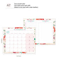 Loose-leaf refill inserts for A5 A6 A7 binders with floral monthly plan and Symphony tri-fold layouts, four colour options