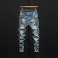 Men's slim-fit skinny jeans in dark blue and light blue colours with micro-elasticity fabric