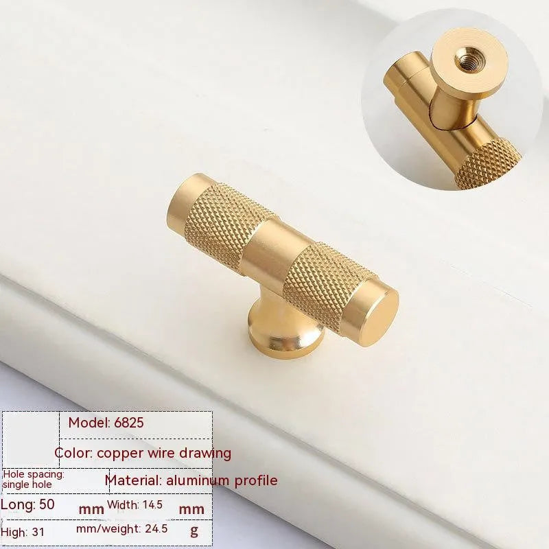 Brushed brass aluminium furniture handle showing light luxury European style for cabinets