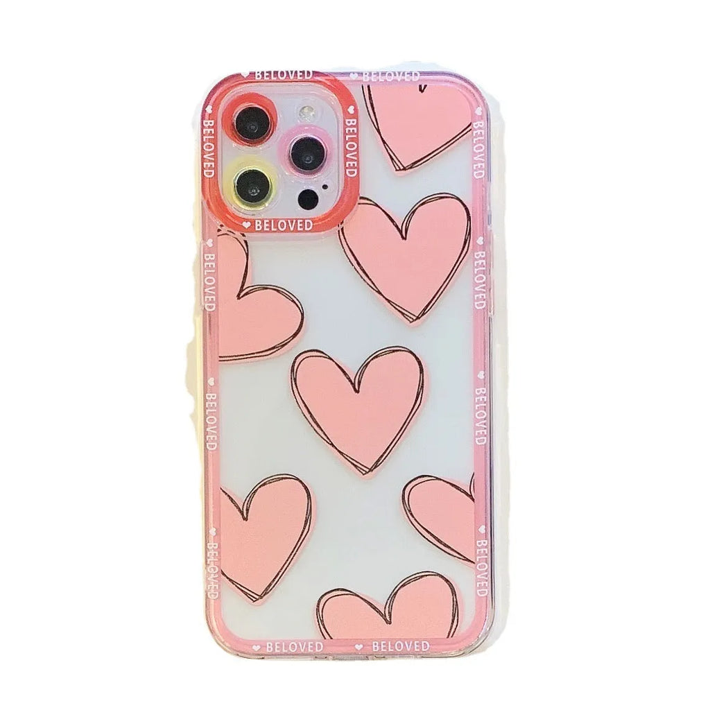Pink love heart angel eyes TPU back cover phone case for iPhone 13 Pro Max