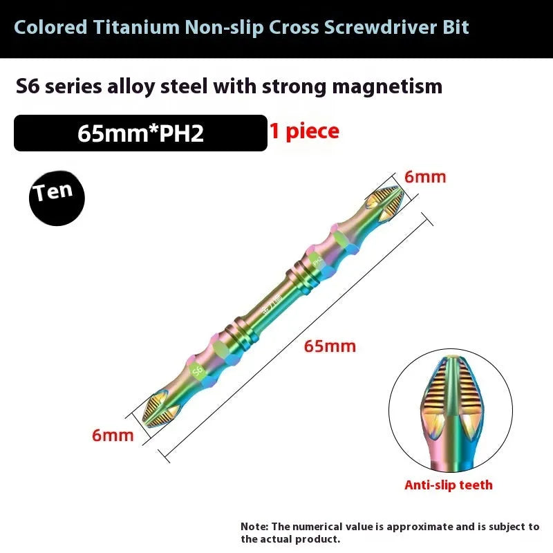 S6 colour titanium non-slip cross screwdriver head alloy steel impact rated