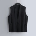 Men's summer thin linen sleeveless vest in loose fit, solid colour, flax lining, available in multiple sizes