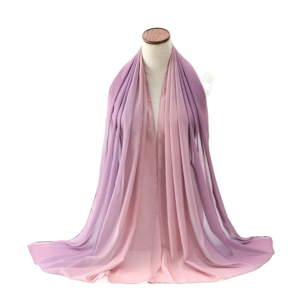 Breathable soft chiffon scarf for women 175cm long polyester fibre summer colour options