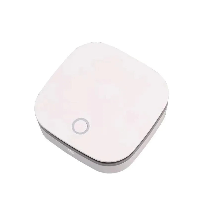 White portable USB air purifier for car and small room use.
