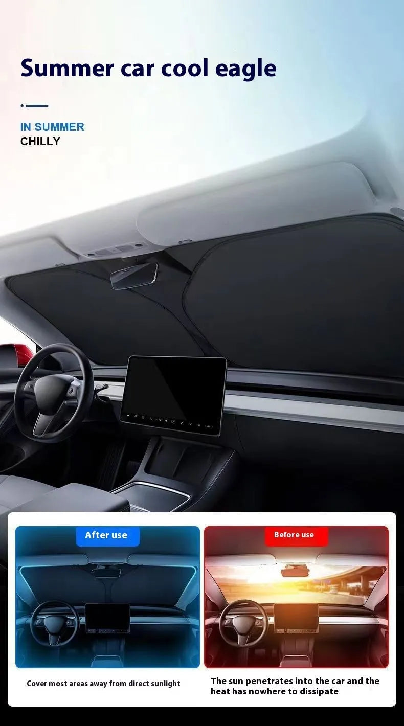 Aluminium foil car windscreen sunshade in silver, showing reflective surface.