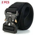 Men's thick canvas tactical belt with alloy release buckle in Army Green colour showing 120cm length