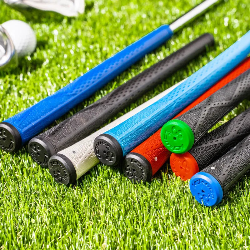 A single TPE golf club grip in a choice of colours including pink, red, blue, white, and black combinations.