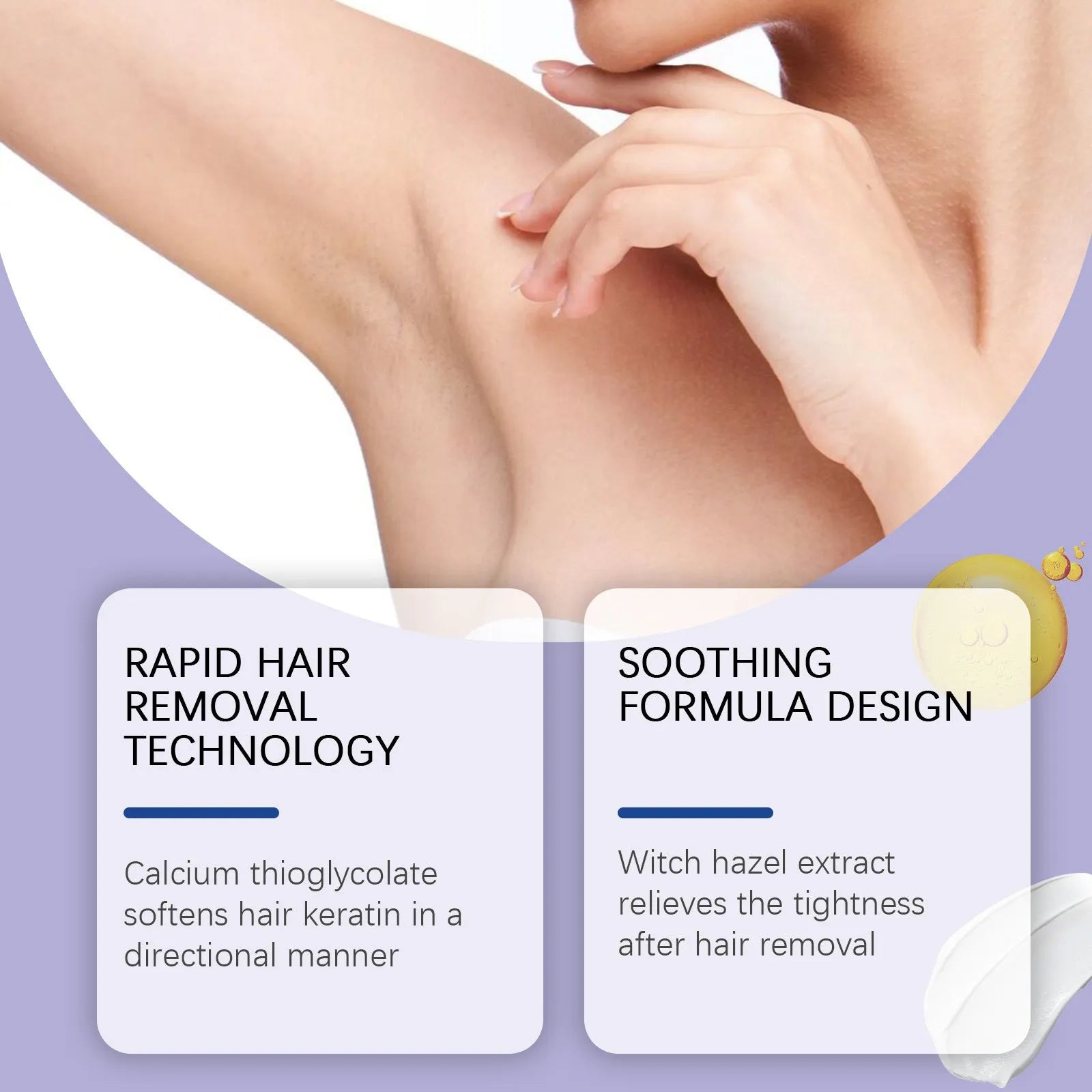 Moisturizing Care Oil hair removal cream 100g tube with glycerin and witch hazel for body hair removal