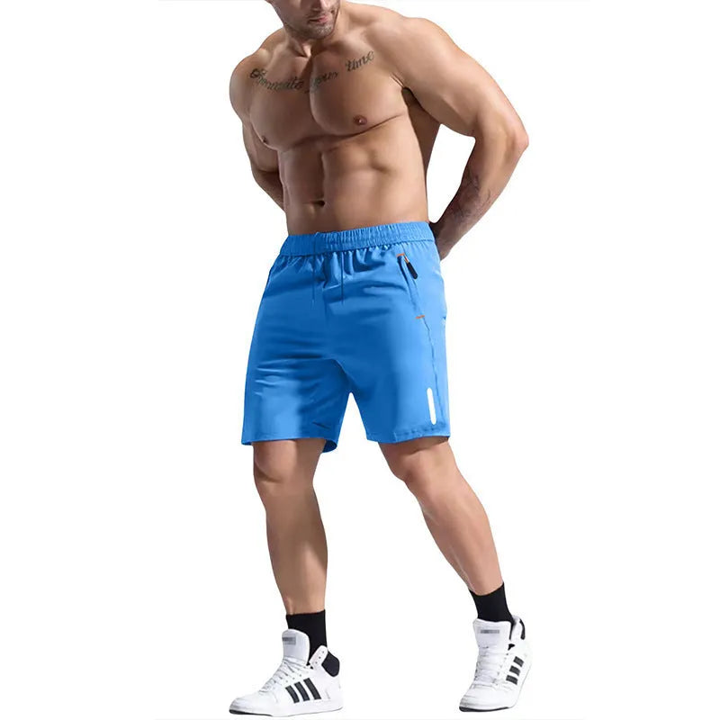 Men's grey elastic waist shorts made from bamboo fibre blend fabric.