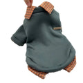 Fake two-piece collar sweater thin velvet dog pet two feet apparel in beige with detachable hood