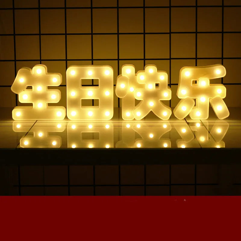 LED letter lights 22cm plastic alphabet in picture colour for birthday party and proposal decor