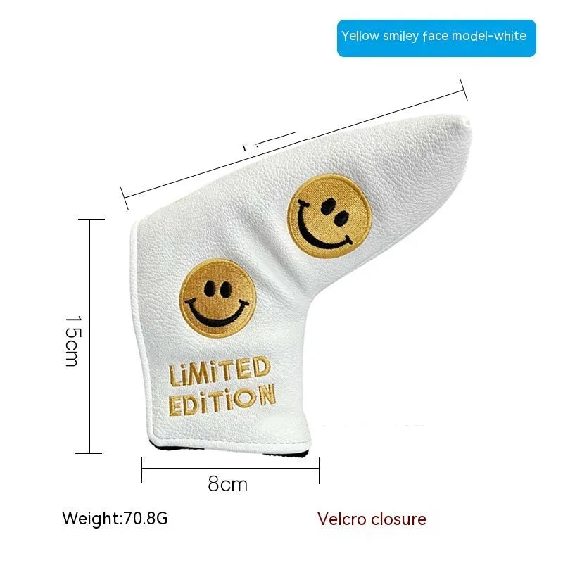 Golf putter sleeve with waterproof PU exterior and fleece lining in various novelty pattern options