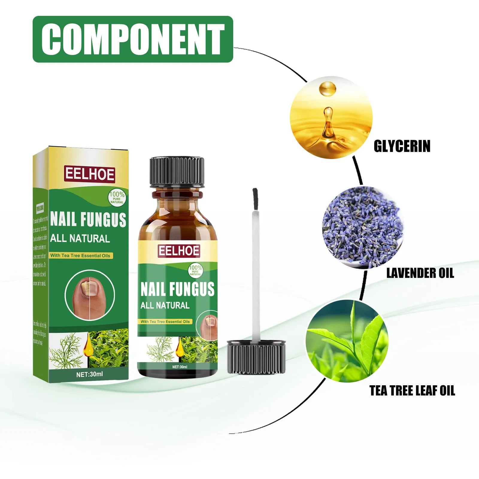 30ml tea tree oil foot nail repair fluid bottle for hand and foot nail care