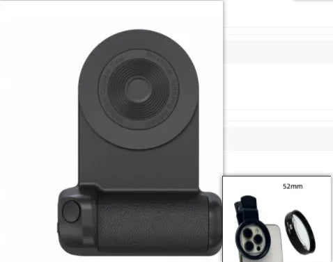 3-in-1 magnetic phone holder with rotatable camera handle and desktop stand in black colour