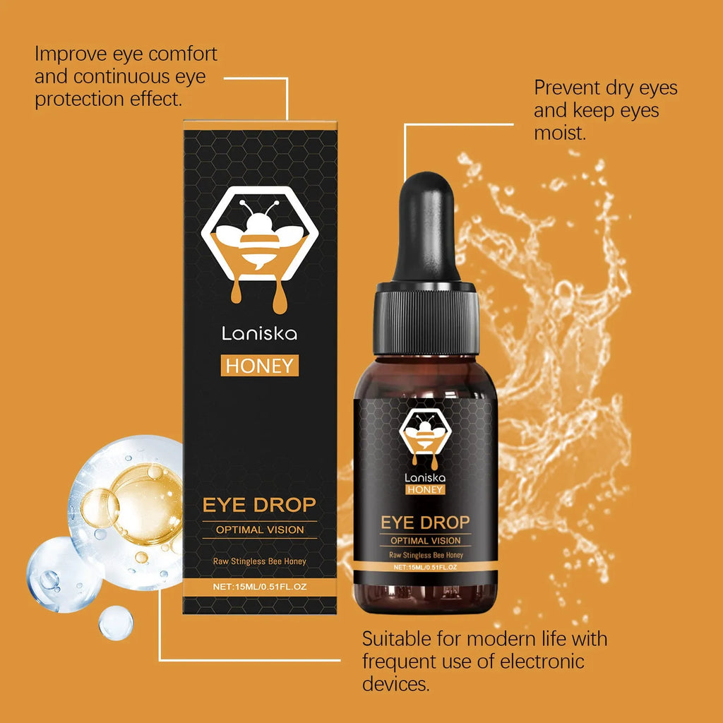 Honey eye drops 15ml bottle with honey and sodium hyaluronate for eye fatigue relief