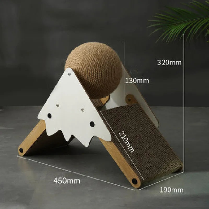 Cat scratch board with sisal surface and grasping ball in snow mountain colour, size 45x20x35cm