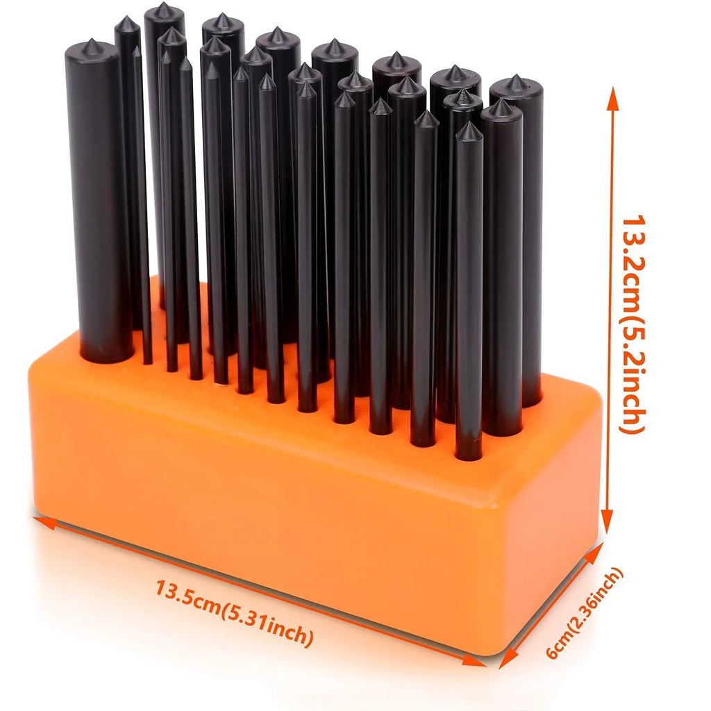Orange alloy plastic punch needle tool with metal head on white surface