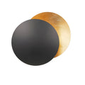 Solar Eclipse round wall lamp with iron lampshade in black and brass finish, 20cm diameter