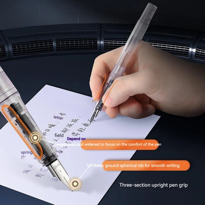 Automatic suction pen set with plastic body, ink feeder, and choice of 0.38mm or 0.5mm pen heads.