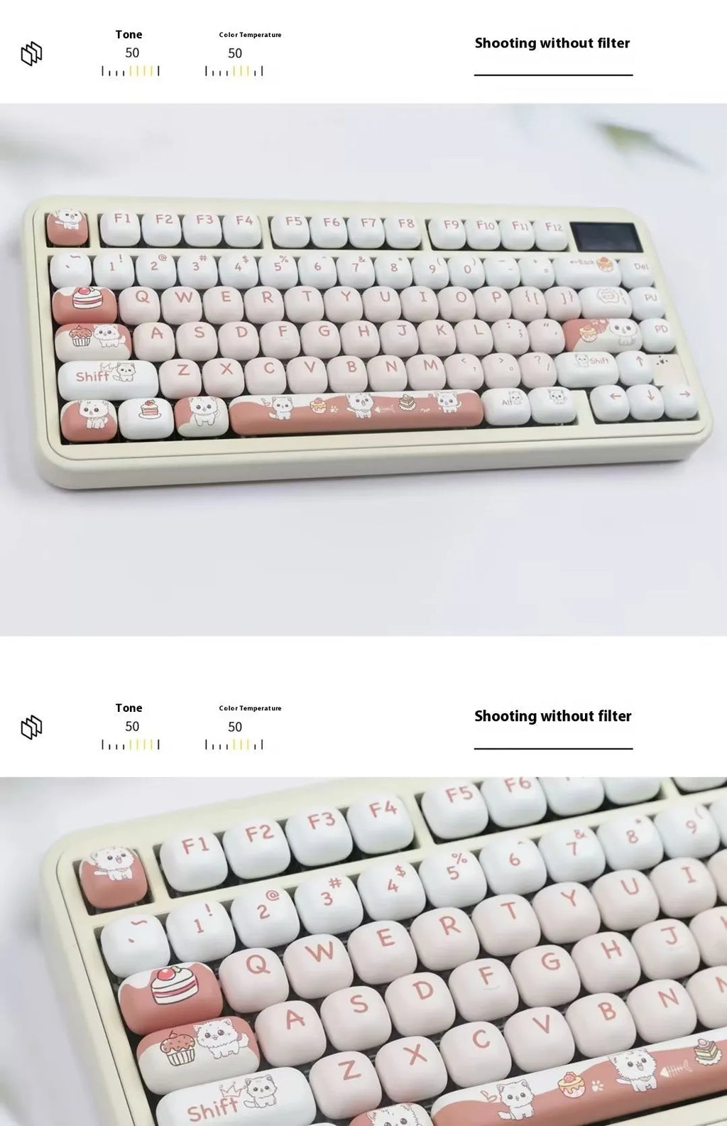 Cartoon dessert cat MOG round key cap set for mechanical keyboard customisation with sublimation printing