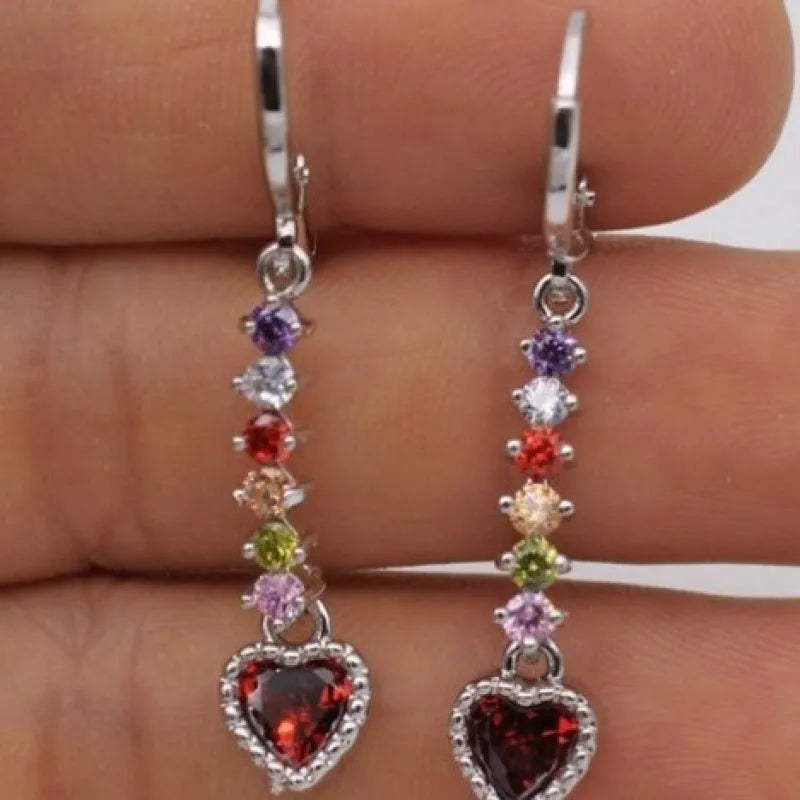 Heart-shaped women's earrings with metallic gold or silver electroplated finish
