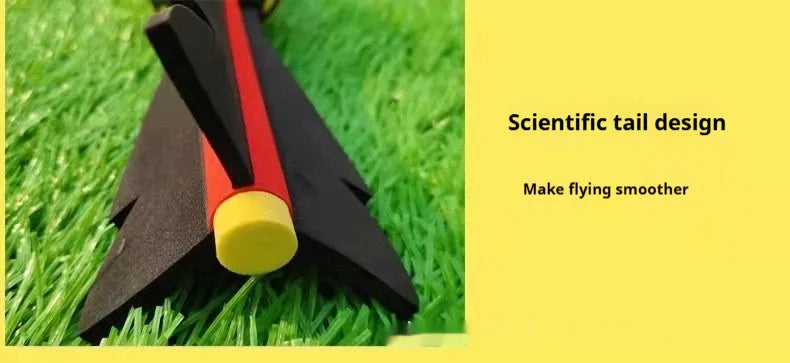 Torpedo throwing children's rocket javelin ball in red, yellow, and colourful mix with net pocket packaging