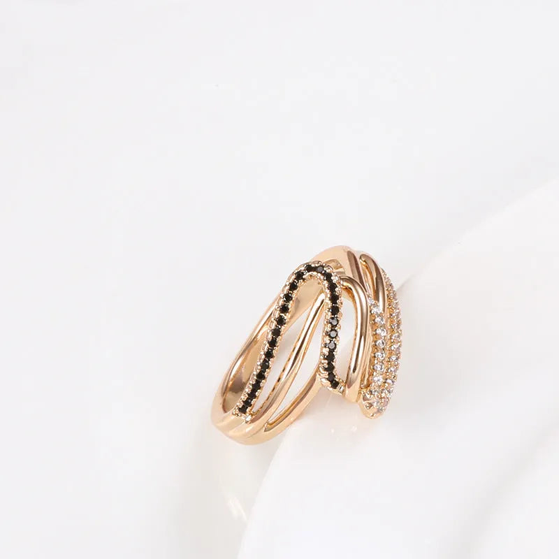 Women's copper electroplated ring with micro-inlaid zircon in colour WK2230