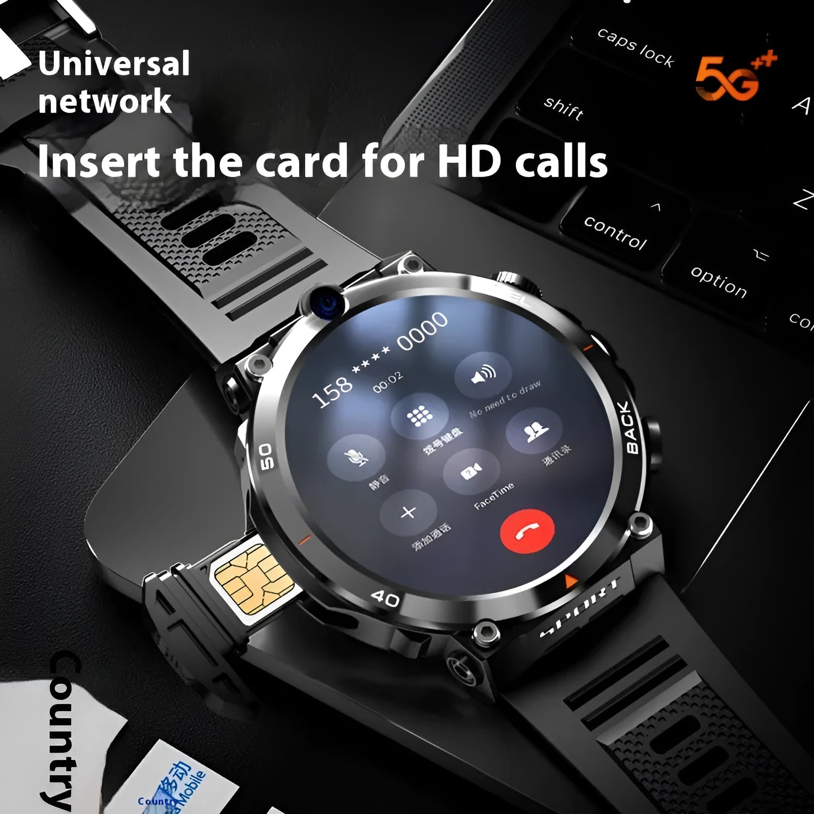 Multi functional sports smartwatch with dual cameras and GPS positioning on display
