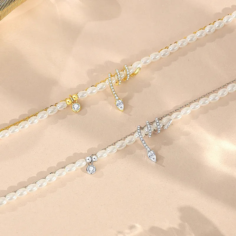 New Chinese style snake motif bracelet in 925 silver with electroplated gold or white finish