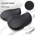 Curved bevel seat cushion with memory foam core for tailbone support during driving