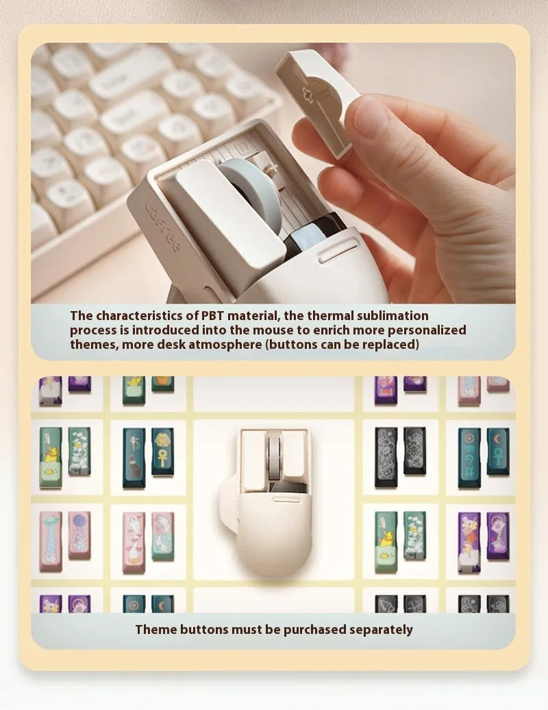 Xiaoqiao Tofu coloured wireless mouse with ergonomic shape on a desk