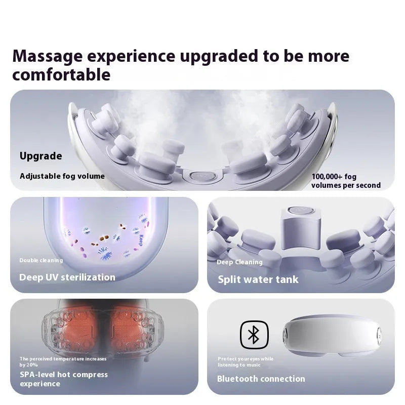 Steam Smart Bluetooth rechargeable eye moisturising hot compress massage instrument in purplish grey, green, or ink grey.
