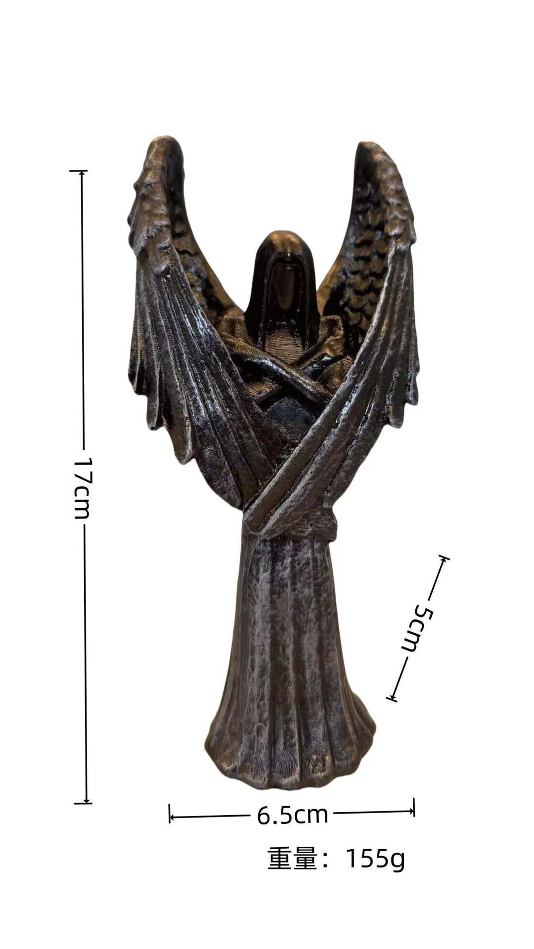 Dark angel resin statue ornament measuring 17 cm height with detailed sculptural features