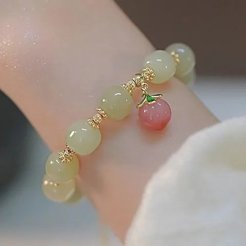 Peace Buckle Simple Bracelet in glass coloured glaze, handcrafted national style with rabbit element, S223 colour, unisex design