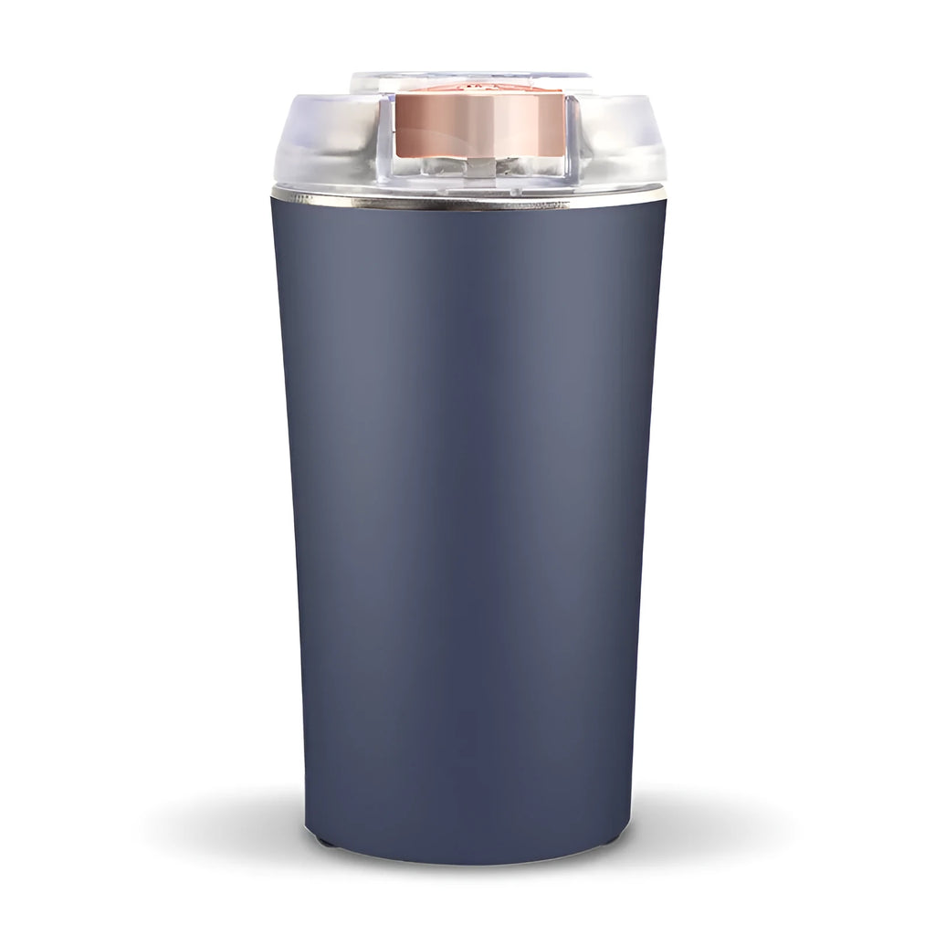 Blue mini electric flour mill and spice grinder with stainless steel construction